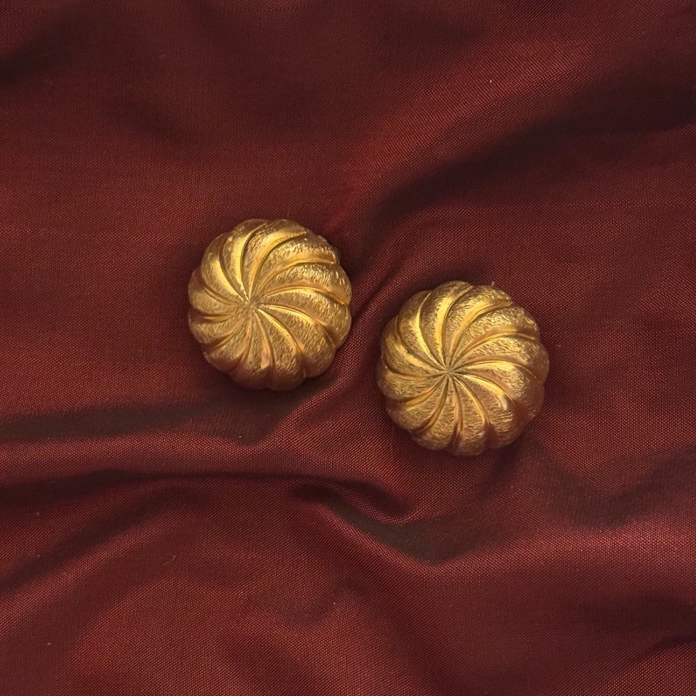 Vintage Italian Gold-Tone Button Clip On Earrings